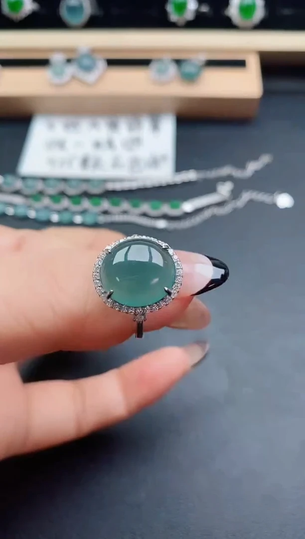翡翠戒指银S925镶嵌8500