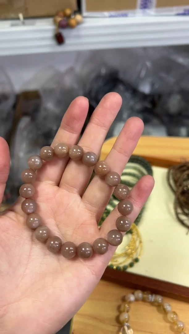 【闪购商品】月光石手链未镶嵌金太阳骨干素圈圆珠手串