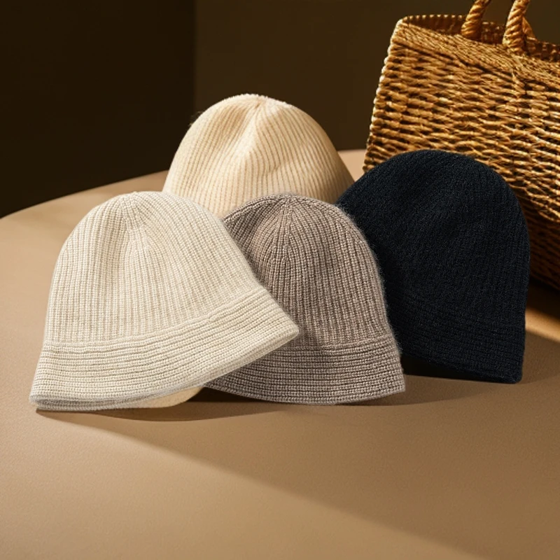 秋冬季山羊绒帽子毛线帽时尚女士针织礼帽保暖百搭护耳包头帽135