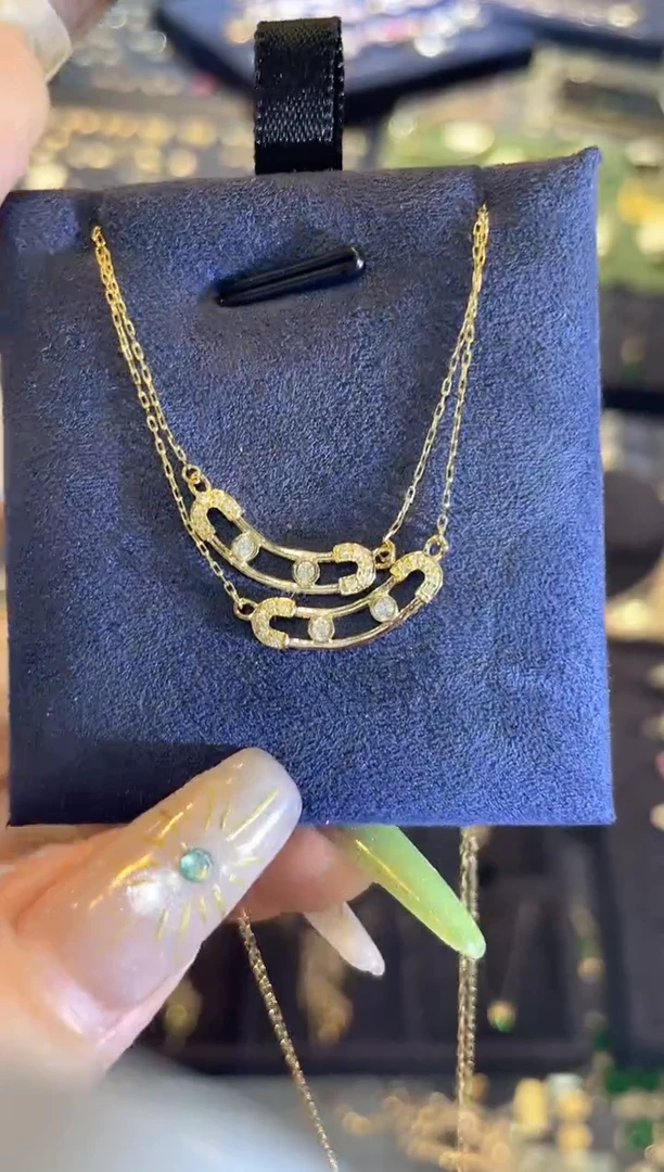 18K金镶嵌项链钻石k 黄多样性发一     JZ