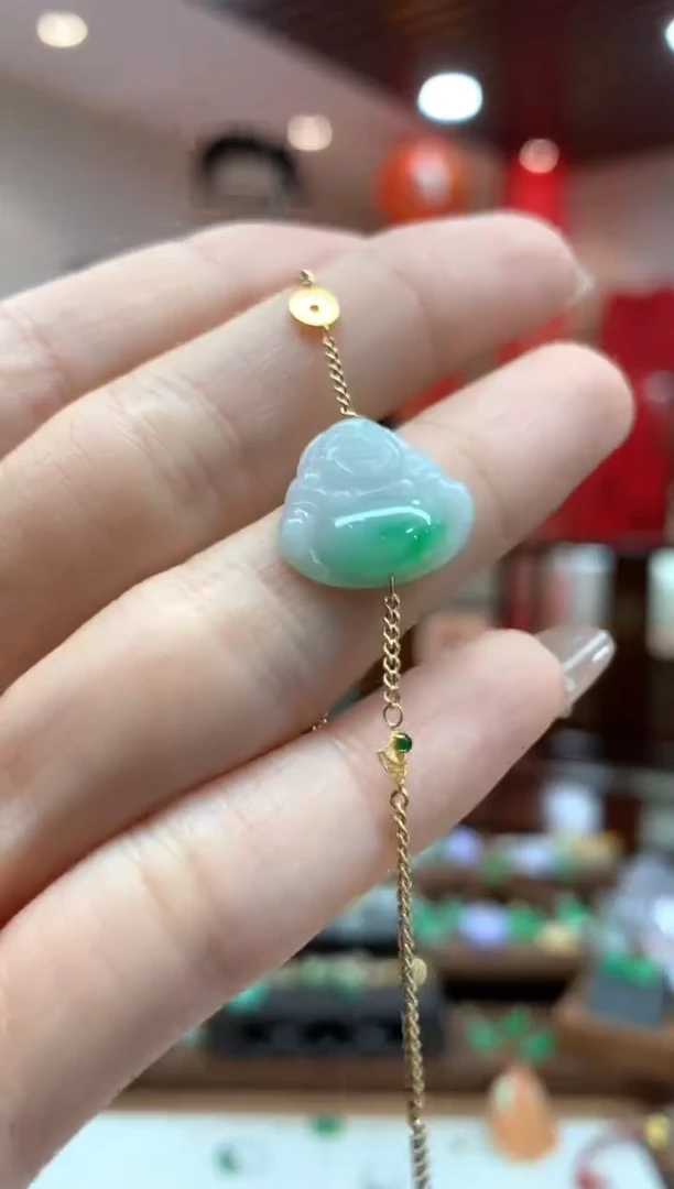 【闪购商品】翡翠手链18K金镶嵌手链