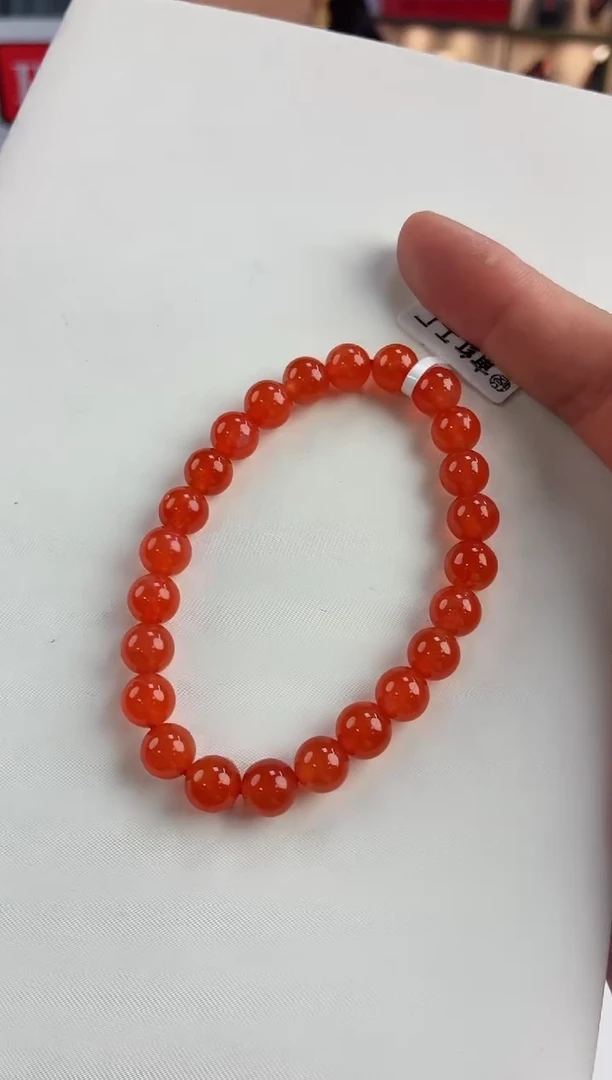 未镶嵌冰红手串8*南红玛瑙一个/条