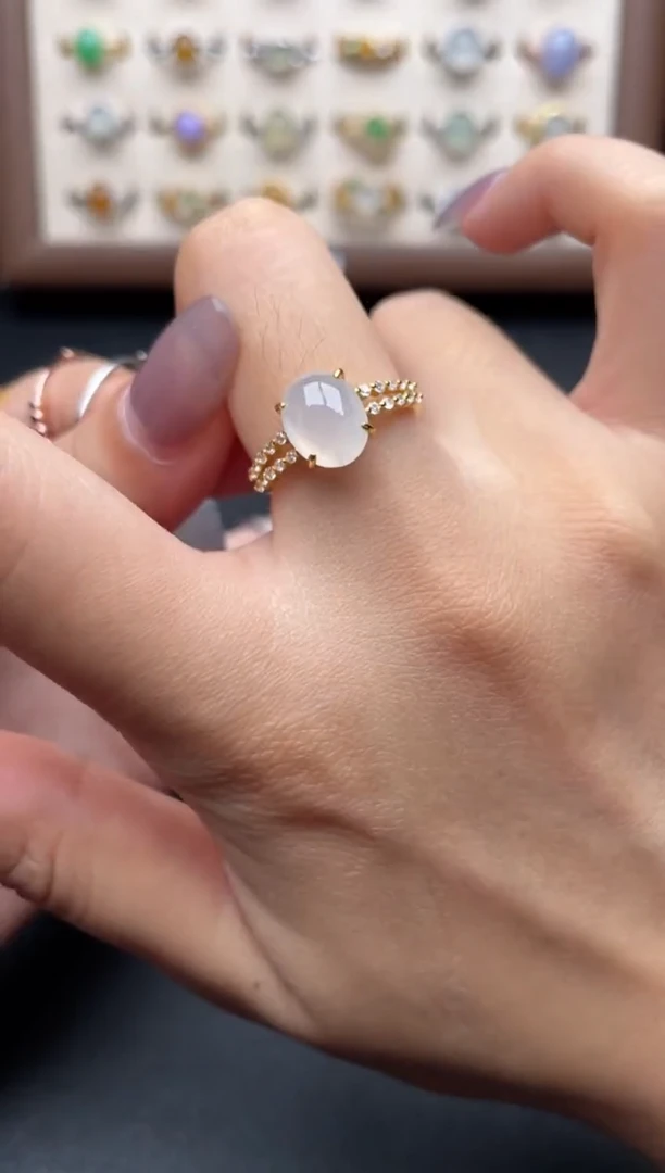 翡翠戒指银S925镶嵌一物一证一礼盒