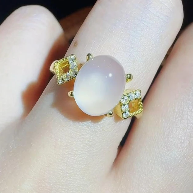 ST7394【东齐珠宝】极冰白肉玛瑙戒指-送礼佳品