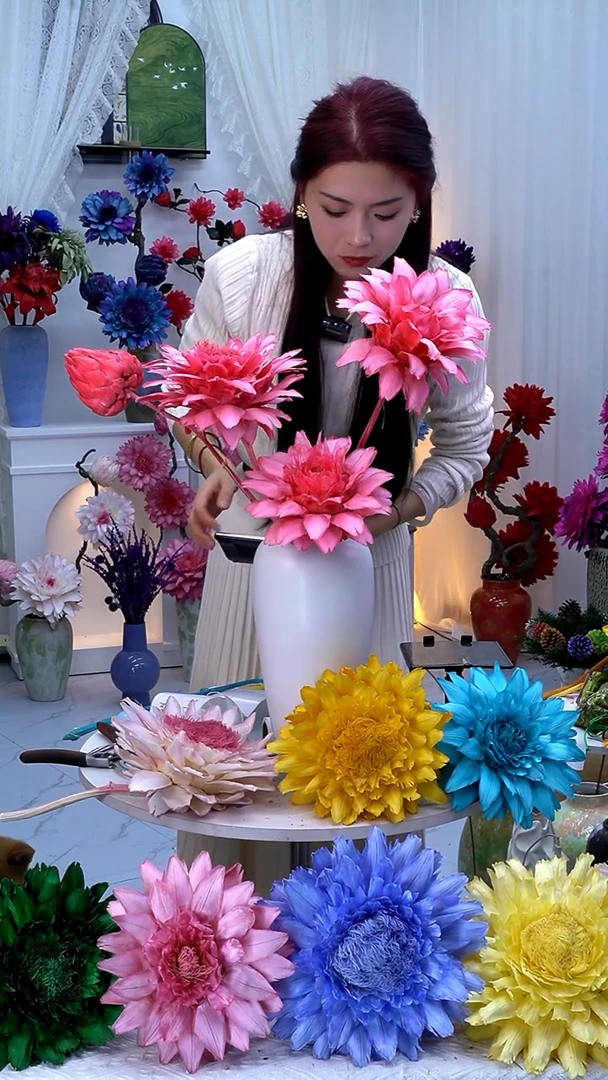 永生洋蓟亮粉4头【吸色不均】9607