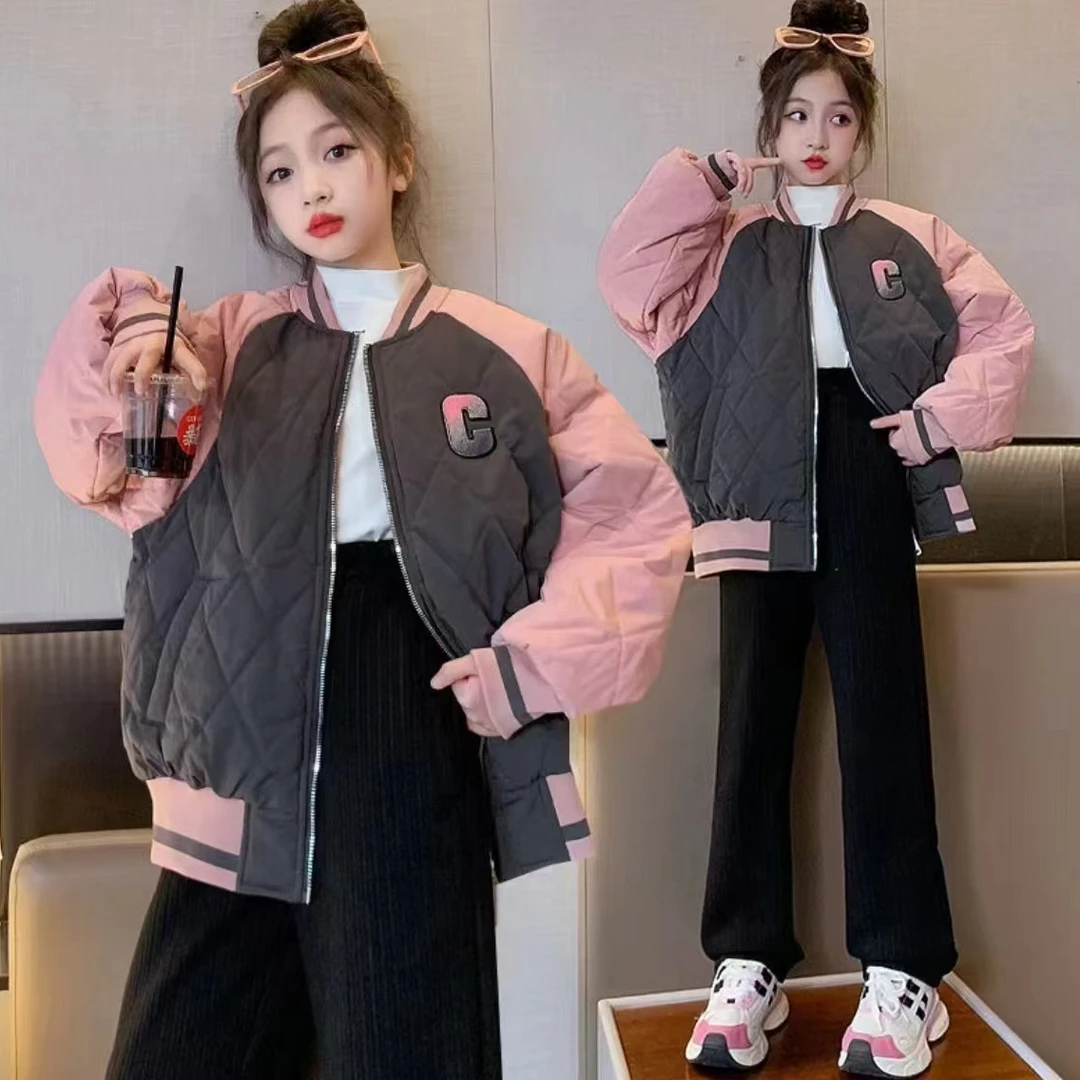 女童拼色二棉外套1245