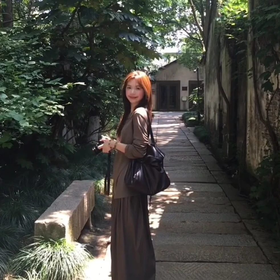 MARIE.COCO设计感气质法式复古宽松长袖上衣复休闲阔腿长裤两件套