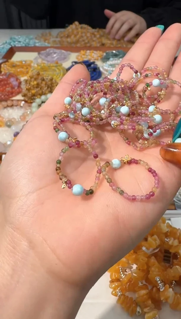 【闪购商品】碧玺手链银S925镶嵌A001碧玺海纹单珠戒指