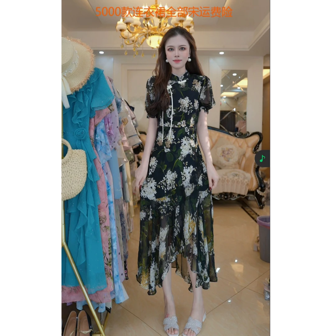 碎花连衣裙长裙女2025夏季新款新中式裙子A5269