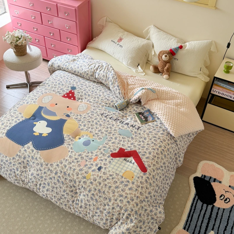 豆豆被A版针织棉B版豆豆绒被子被芯单双人盖毯盖被春秋被加厚冬被