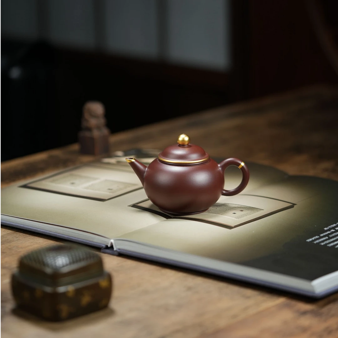 金砂阁【水平】工艺师描金丨160cc宜兴紫砂壶茶壶茶具D0710