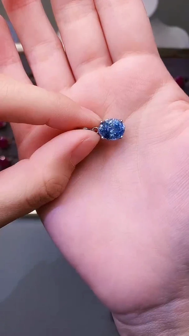 银S925镶嵌颈饰海蓝宝石526