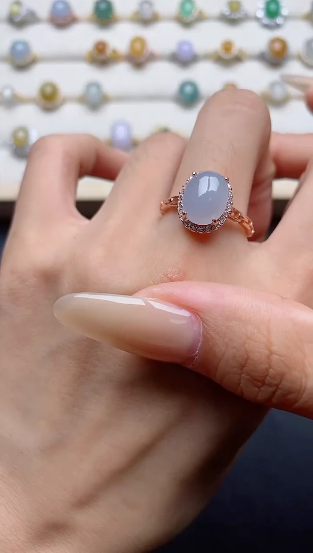 翡翠戒指银S925镶嵌.