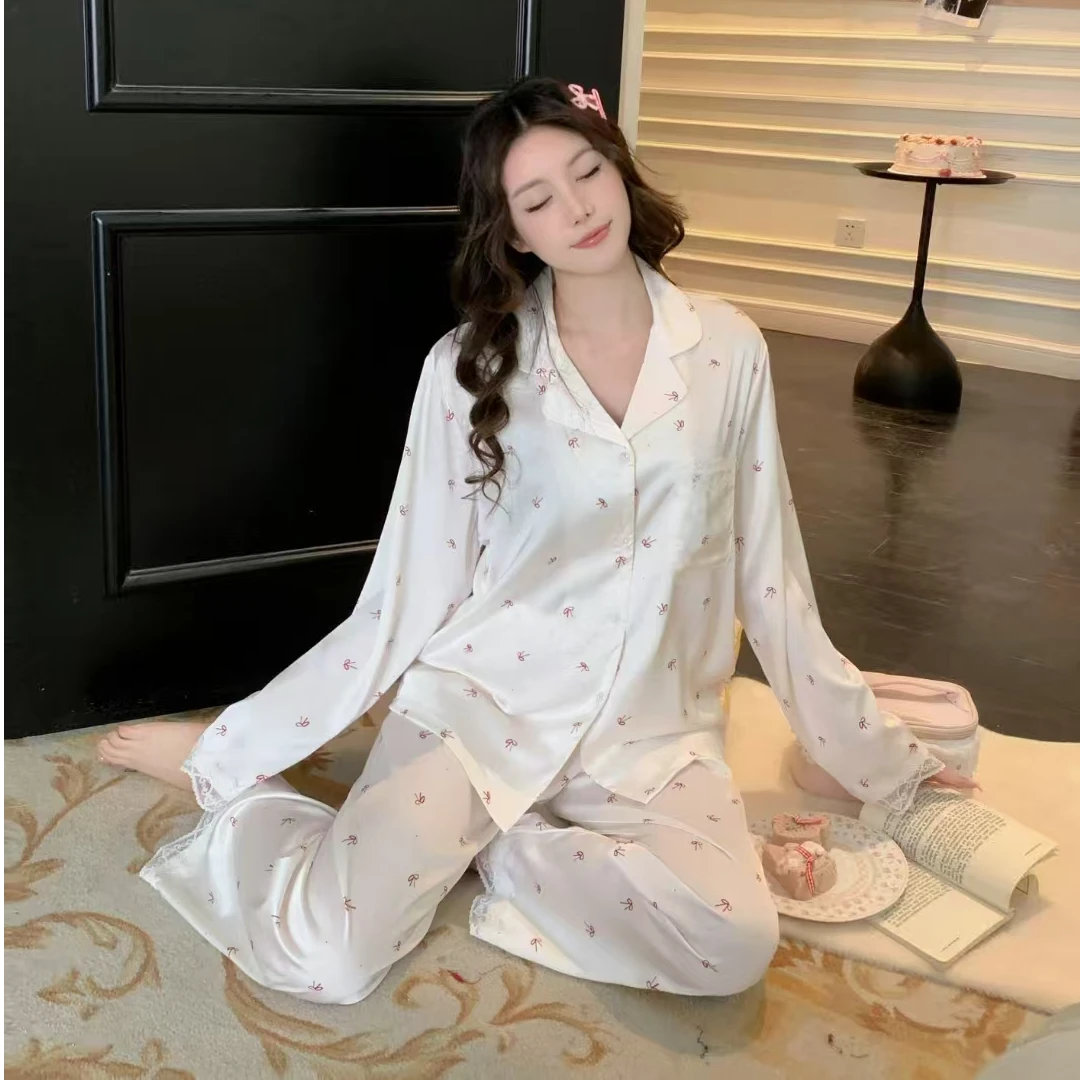 女士热销新款睡衣家居服薄款时尚经典蕾丝波点睡衣可外穿宽松版