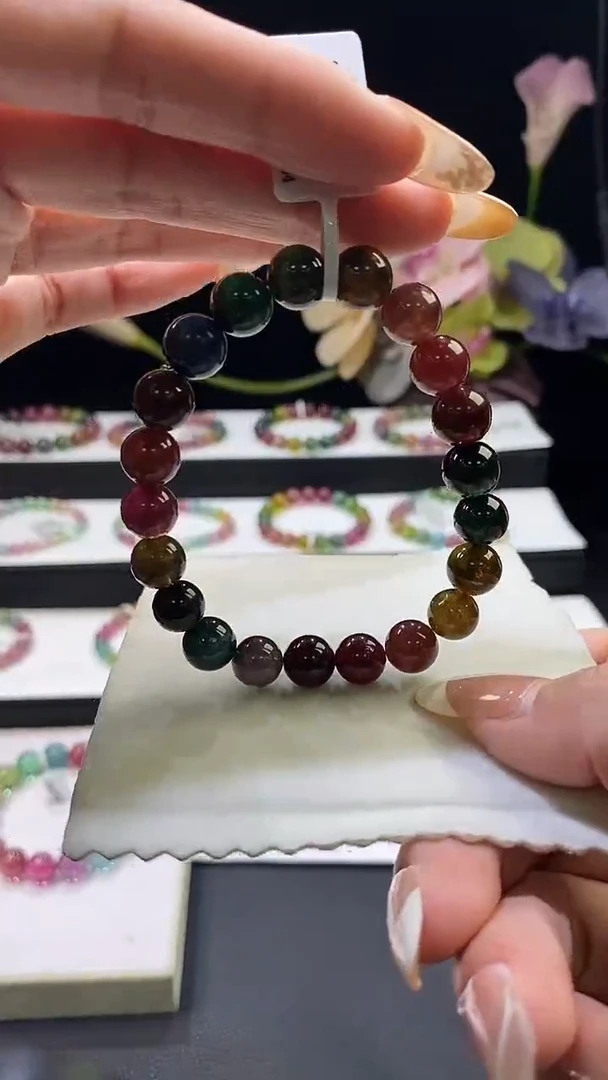 未镶嵌手串碧玺彩虹碧玺单圈9X