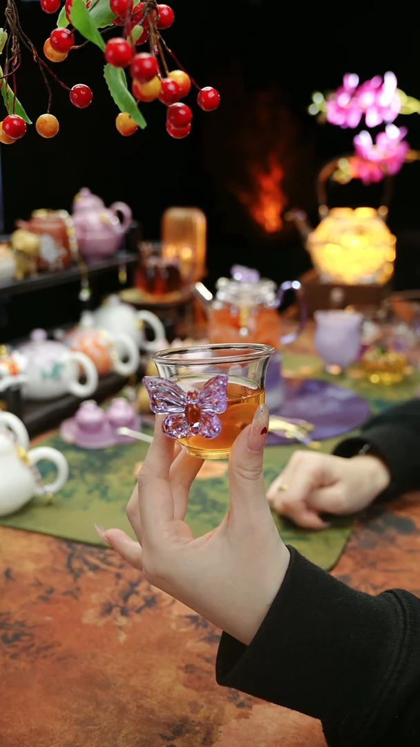 【闪购商品】紫色蝴蝶品茗杯60cc@@@@@