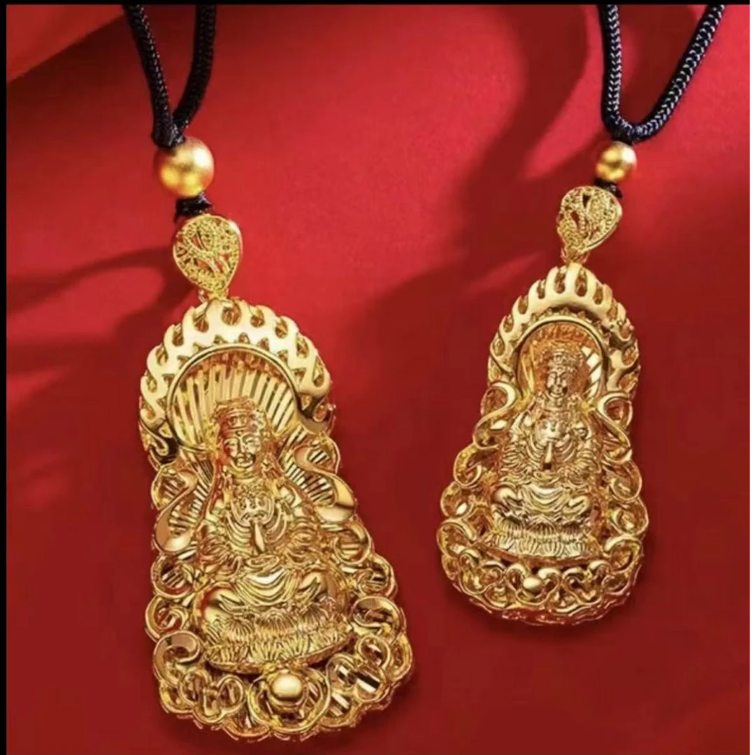 合金吊坠 【观音吊坠】2025男士气质金色精美素款男款挂坠传承项坠