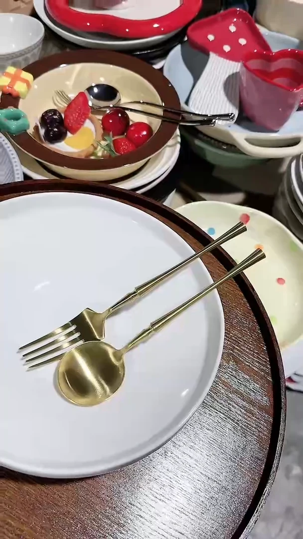 【闪购商品】瓷片叉子勺子2件套微瑕 凑满20元包邮