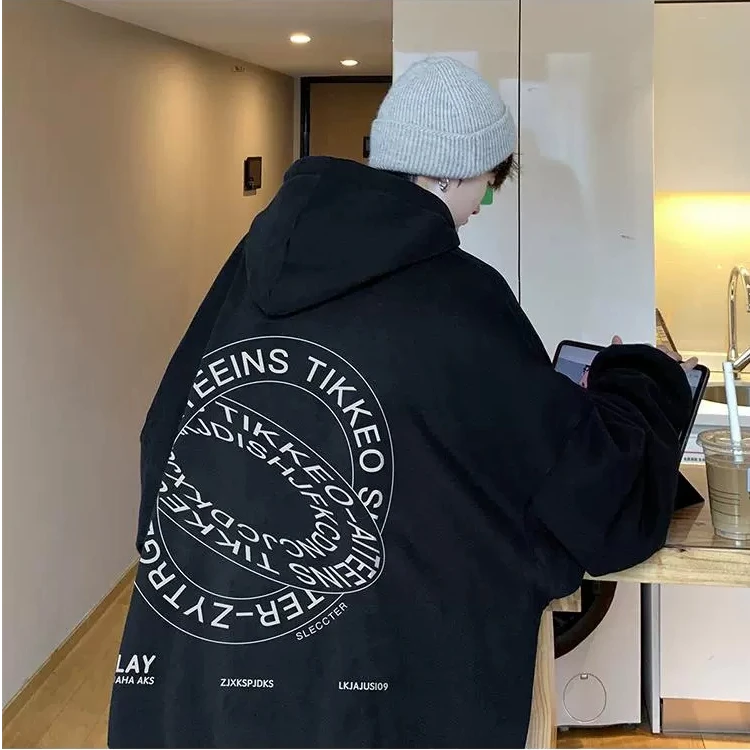 特大码300斤加绒加厚ins卫衣男秋冬美式潮牌新款连帽爆款高街外套