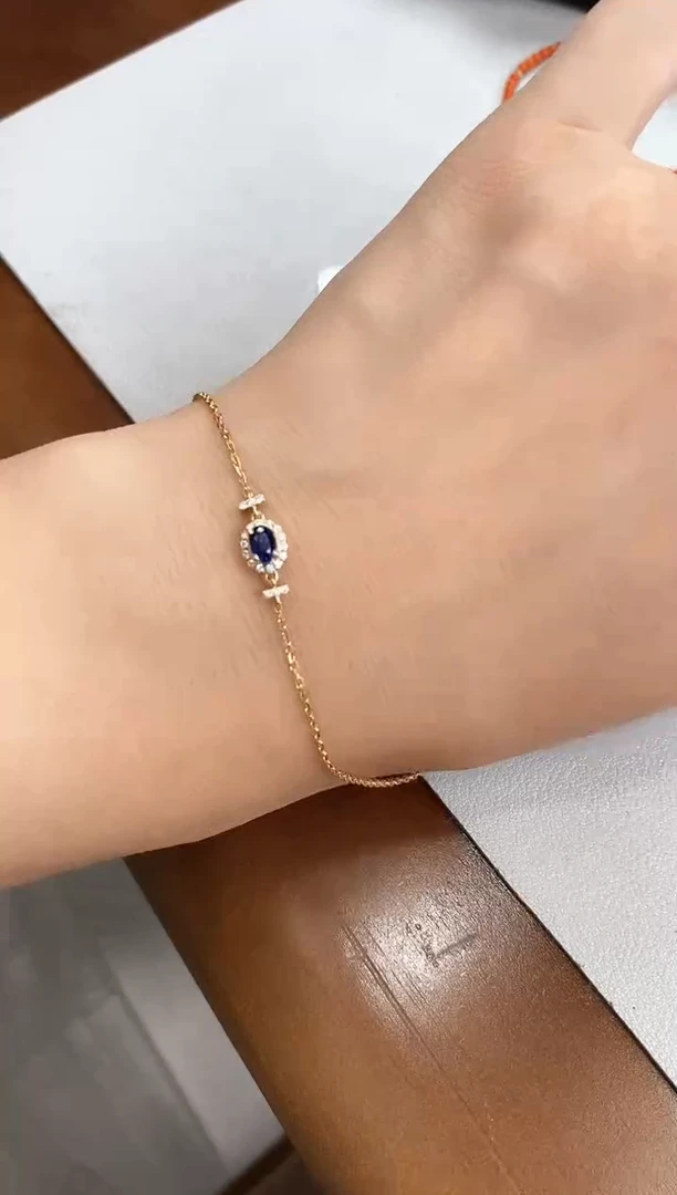 手链蓝宝石18K金镶嵌主石26分