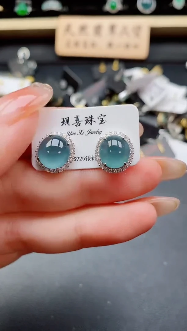 银S925镶嵌戒指翡翠1