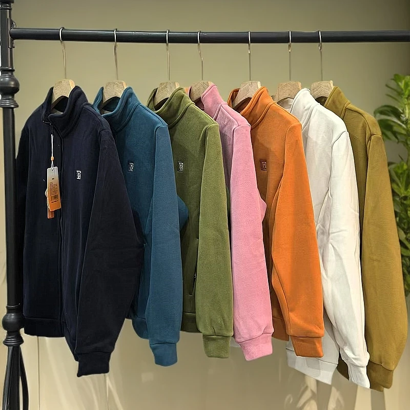 冬季加厚加绒防风布保暖奥粒绒外套立领拉链衫