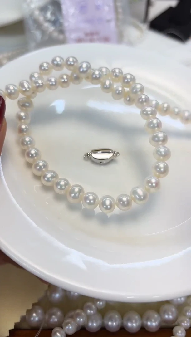 颈饰银S925镶嵌淡水珍珠6.5-7.5MM无核