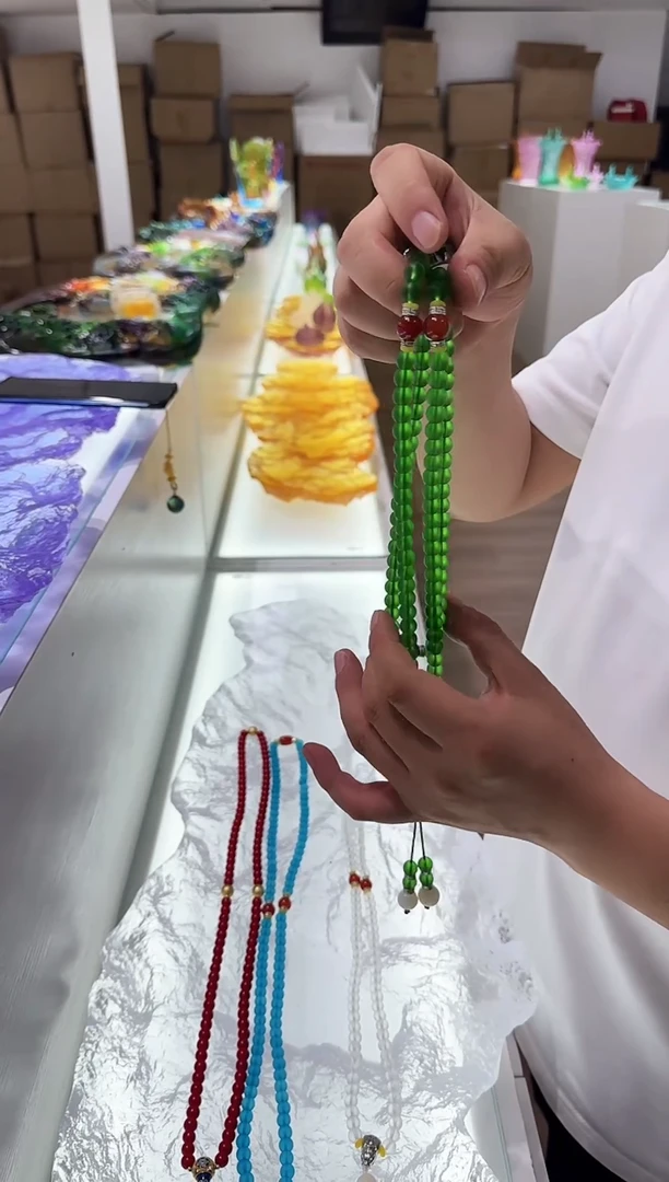手工艺品琉璃108颗手串绿色