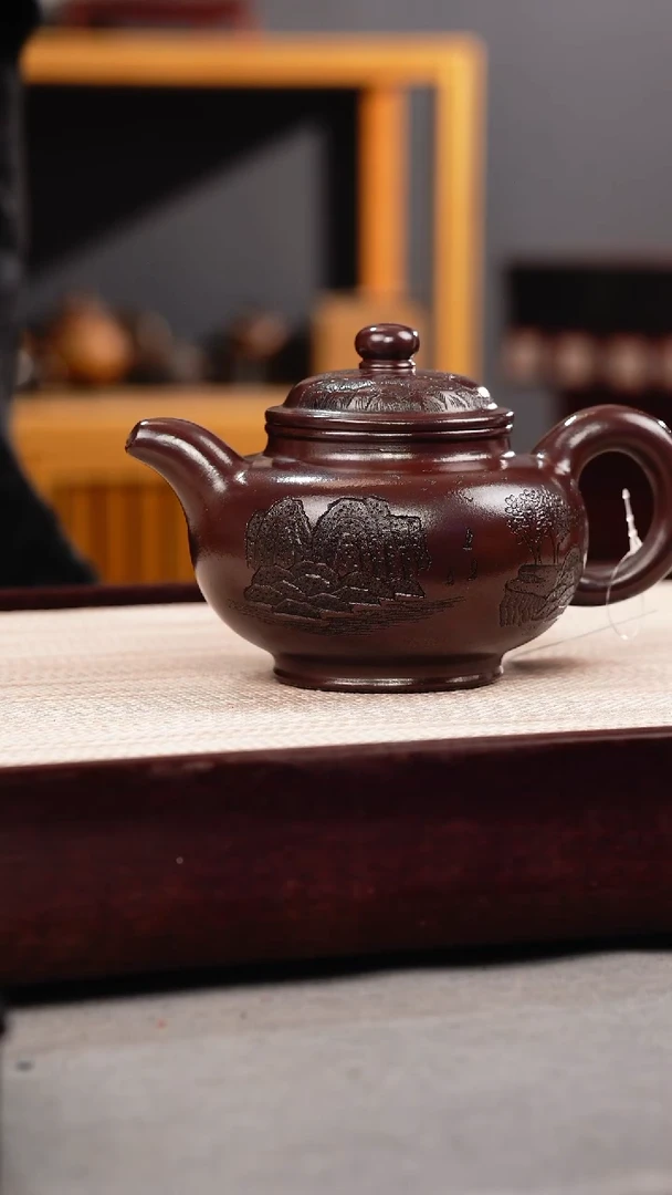 茶杯紫砂石红观山掇只