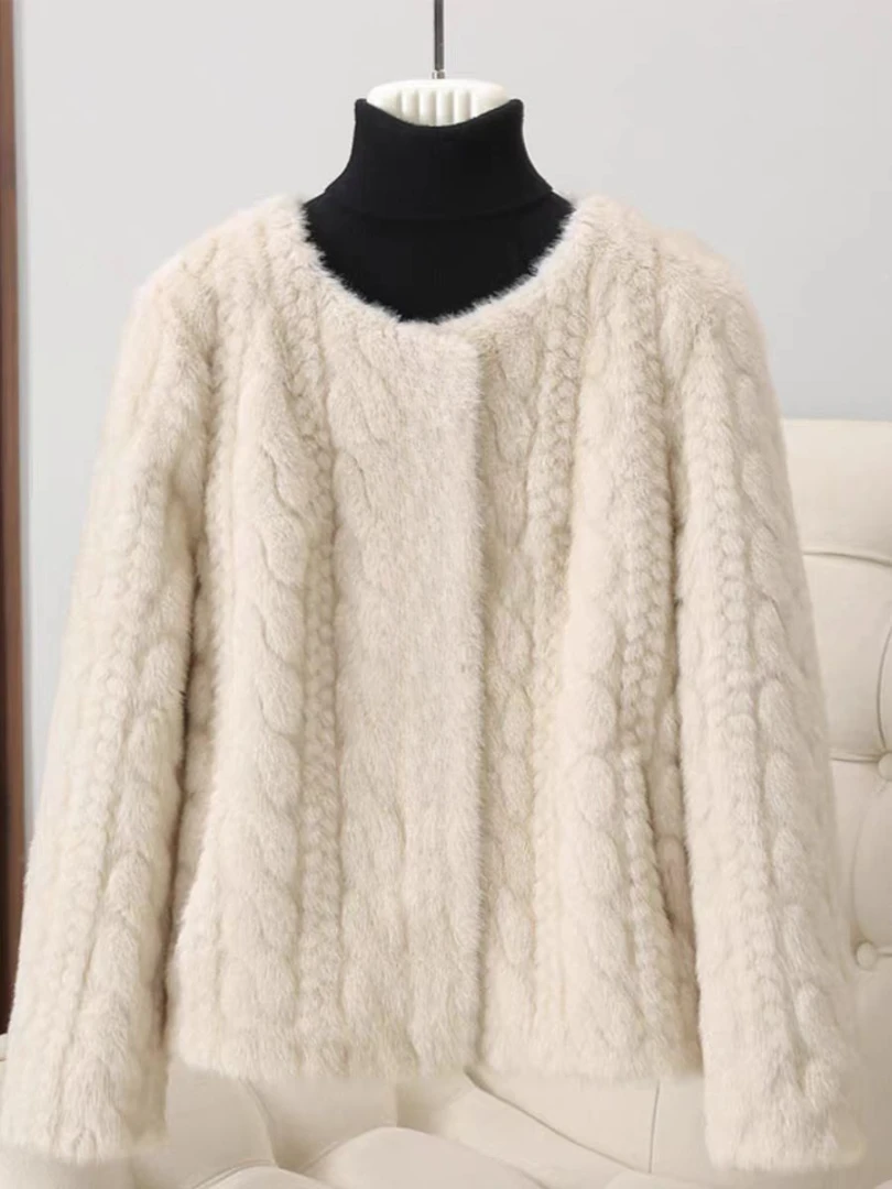 高级感皮毛一体时尚百搭小香风圆领外套YP409