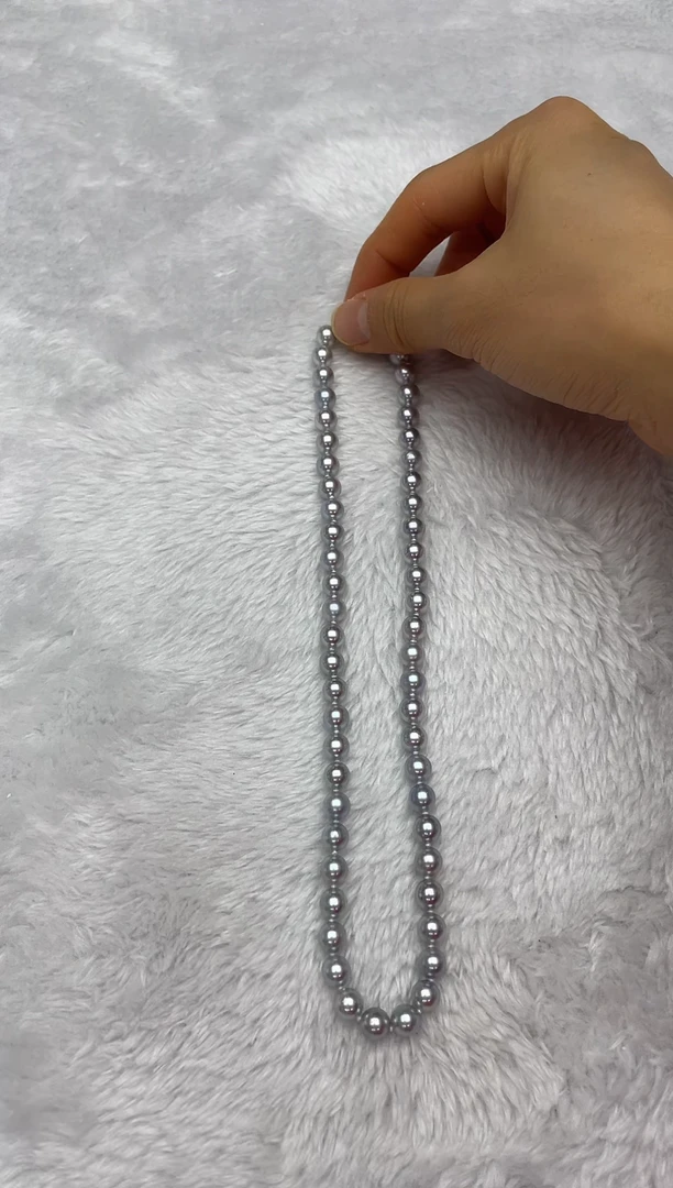 项链银S925镶嵌海水珍珠AK真多麻7-7.5mm