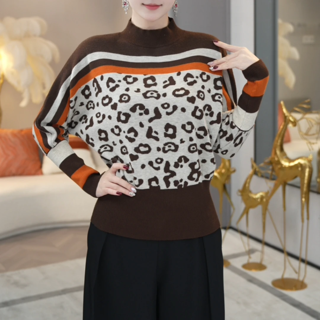 现货2025秋冬新款【TX-55】含绵羊毛咖色打底内搭针织衫外穿毛衣女