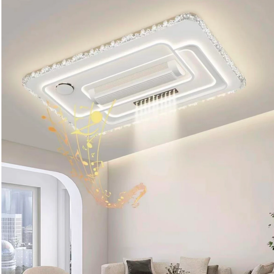 Z-2025新款无叶风扇灯长方形客厅大灯现代简约带射灯智能语音