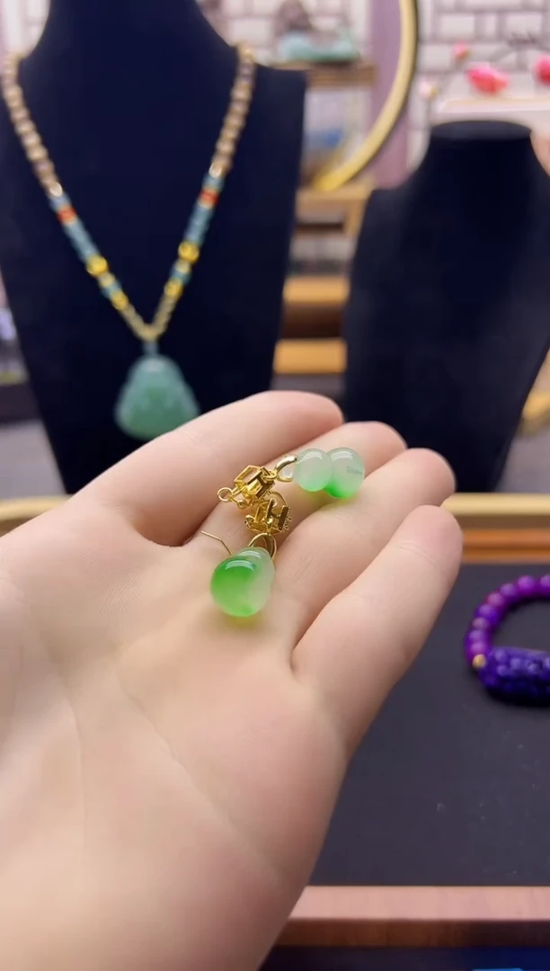 【闪购商品】翡翠耳饰14K金镶嵌E390