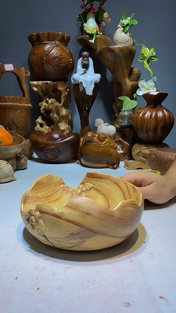 香樟木A23石榴果盆/尺寸20*10