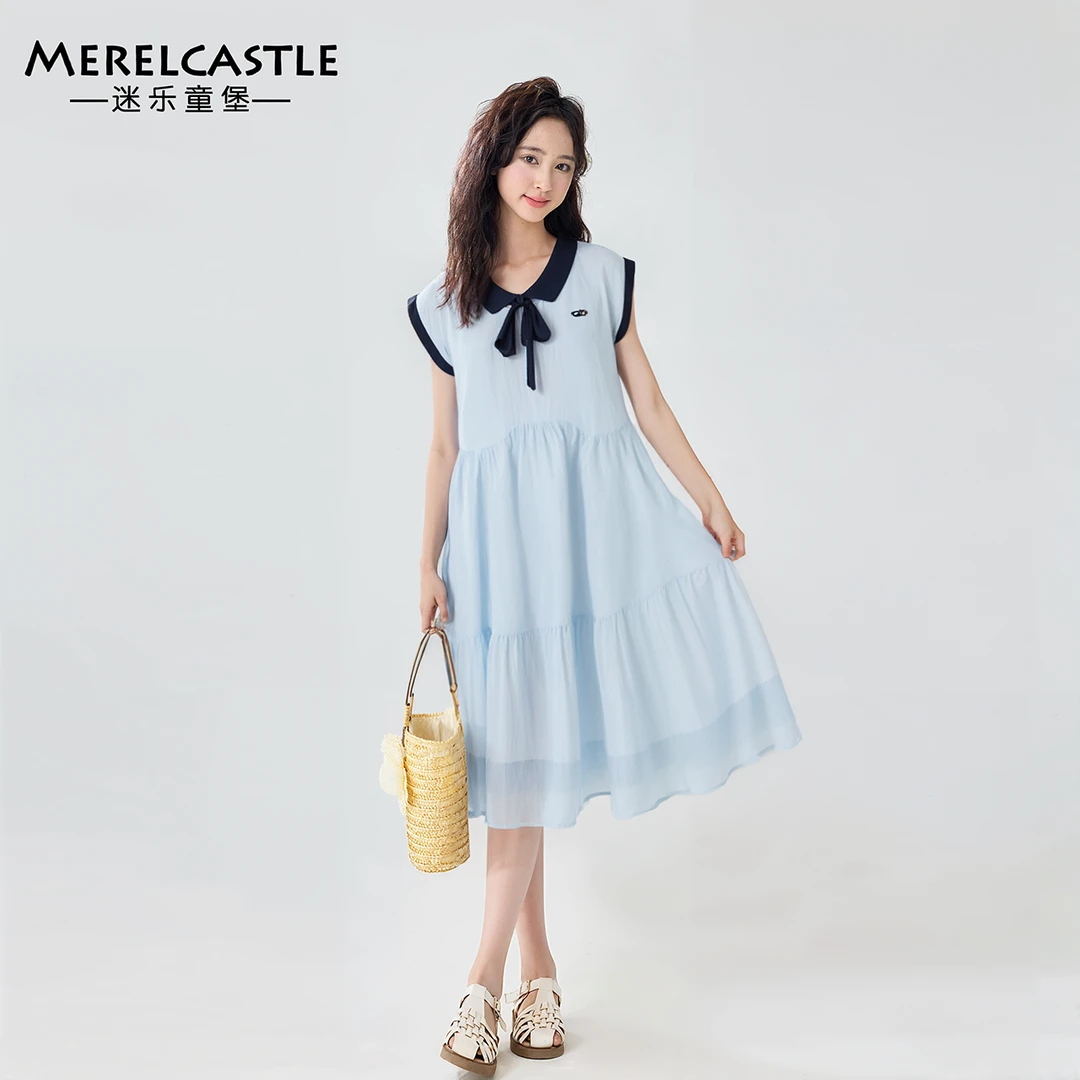 C5316女大童学院风连衣裙女孩夏季无袖气质夏装初中生时尚