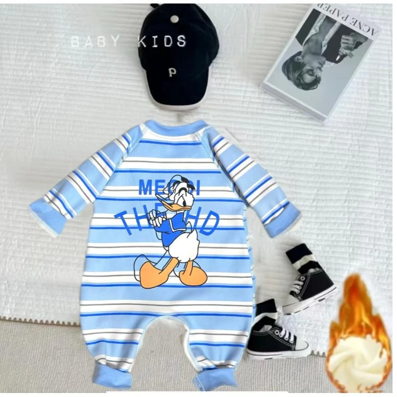 （加绒）春秋加绒婴幼儿套肩扣连衣亲肤透气爬服哈衣春秋长袖连衣