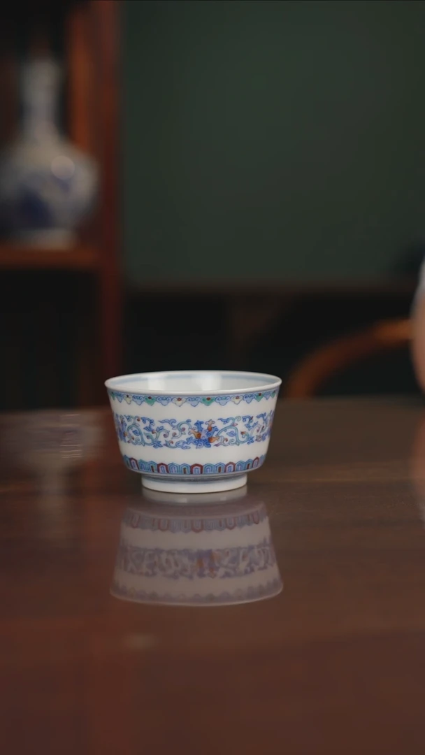 空山明月 青花斗彩