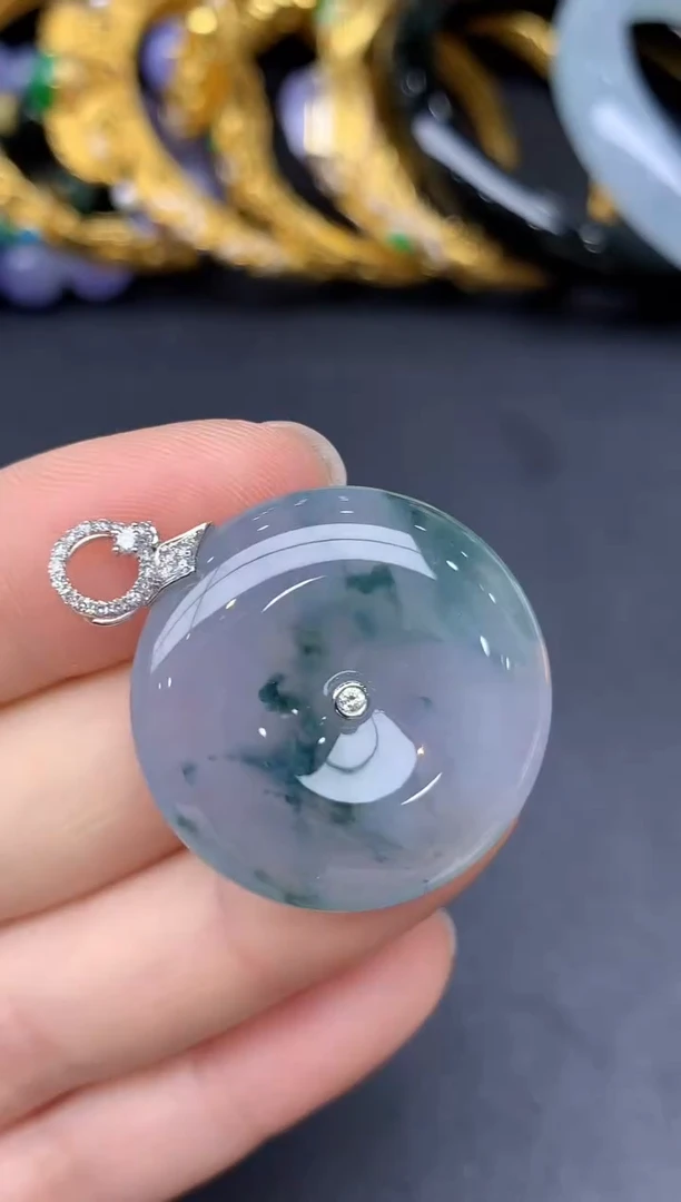 颈饰18K金镶嵌翡翠216-雪姐翡翠天天见1