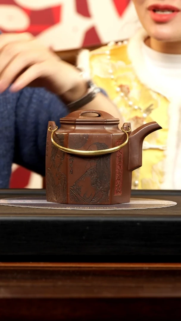 【闪购商品】紫砂茶壶CXF 大彬金砂 六方洋桶 650cc