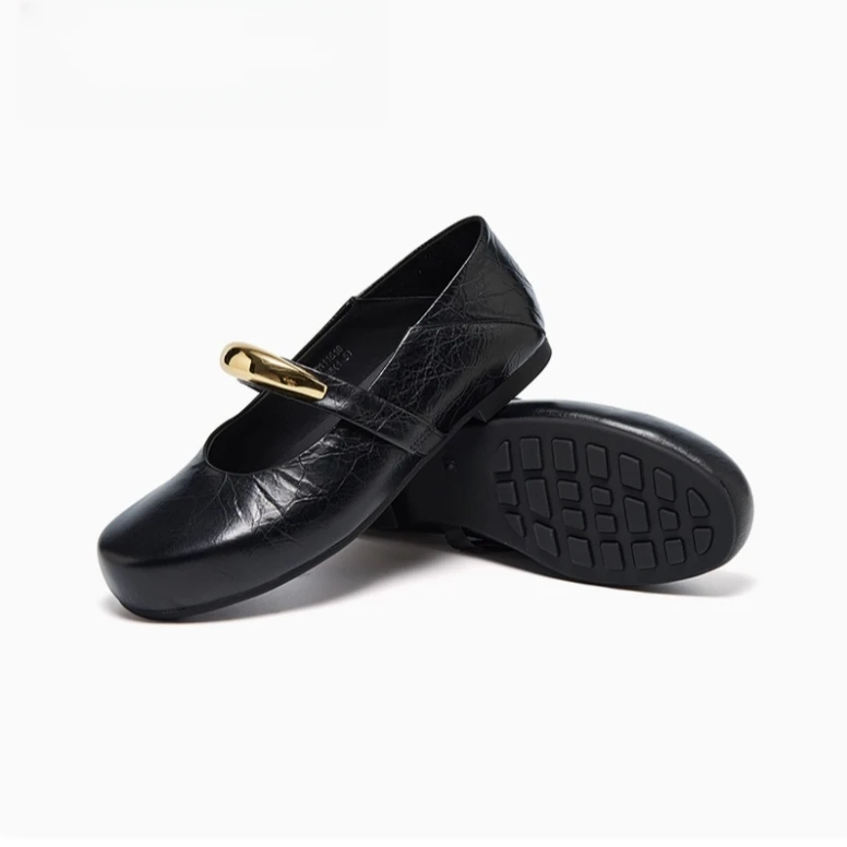 （小金条）复古圆头玛丽珍单鞋