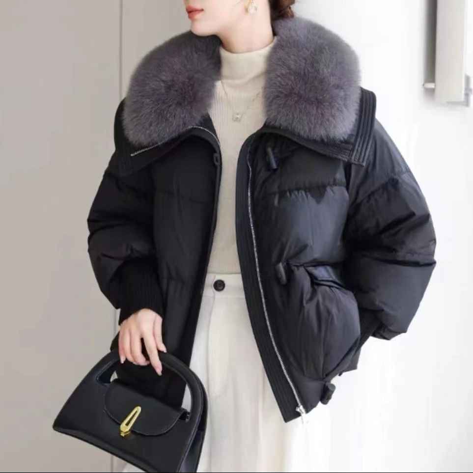 2024年冬季新款时尚洋气高端大毛领外套10484