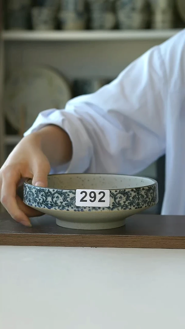 292瑕疵鸢尾花高足沙拉盘17cm@4-2@