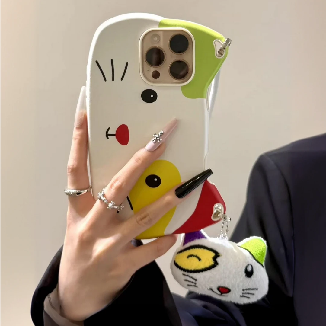 挎包小怪猫咪适用iPhone16promax时尚苹果15手机壳可爱14少女心13