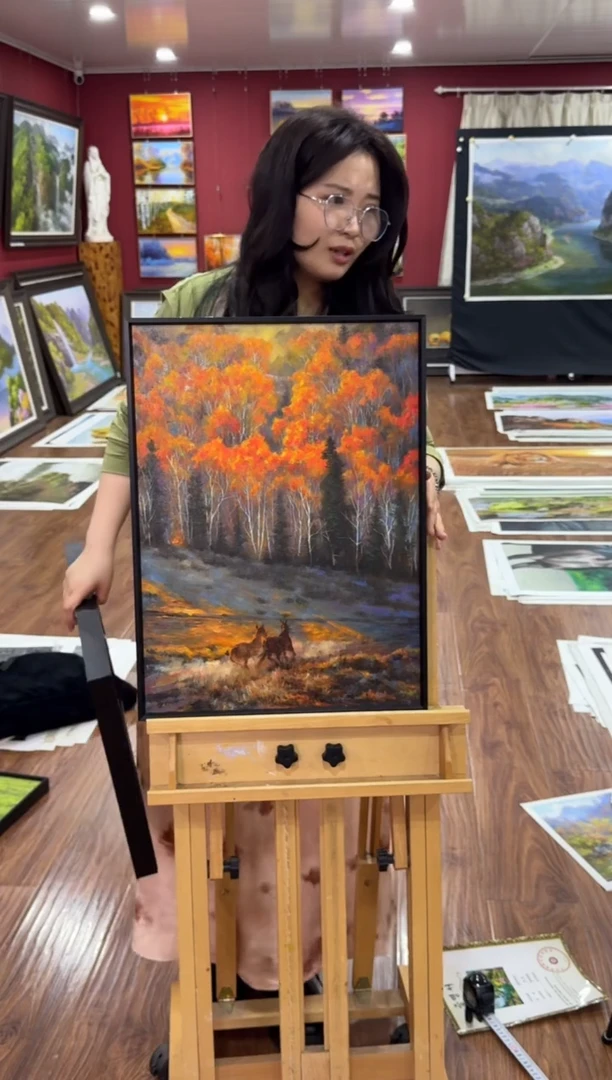 油画【新品含装裱】朝鲜画家原创手绘油画作品39*53.5cm