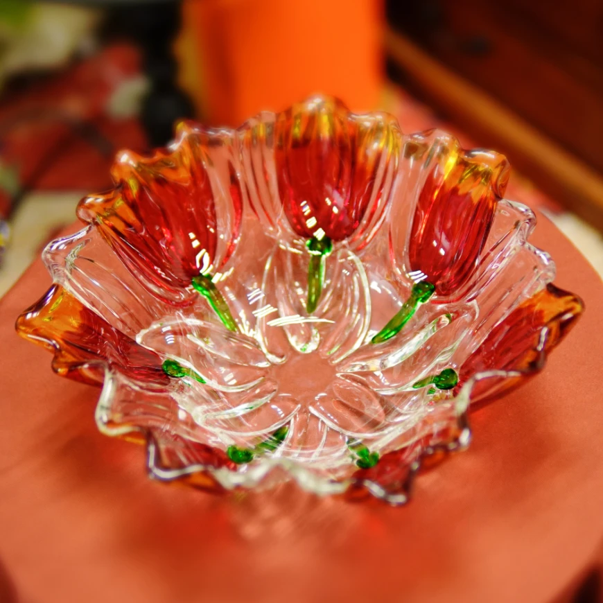 欧式玻璃水果盘家用现代客厅茶几果盘糖果盘创意摆件