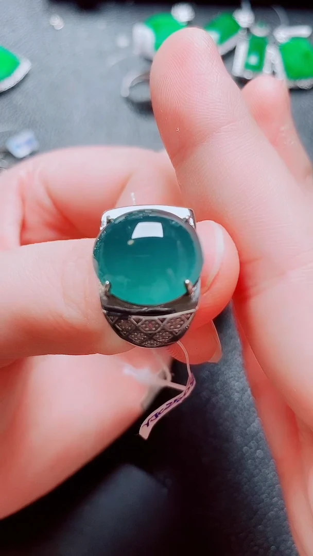 银S925镶嵌戒指翡翠翡翠