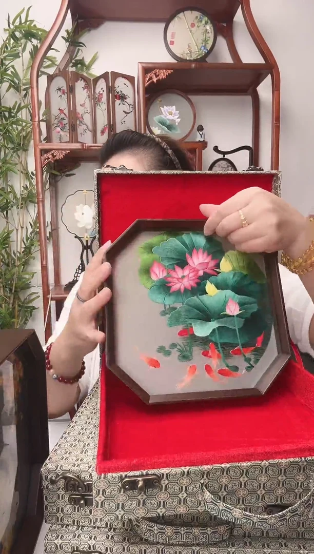 刺绣摆件-双面手工绣花非遗