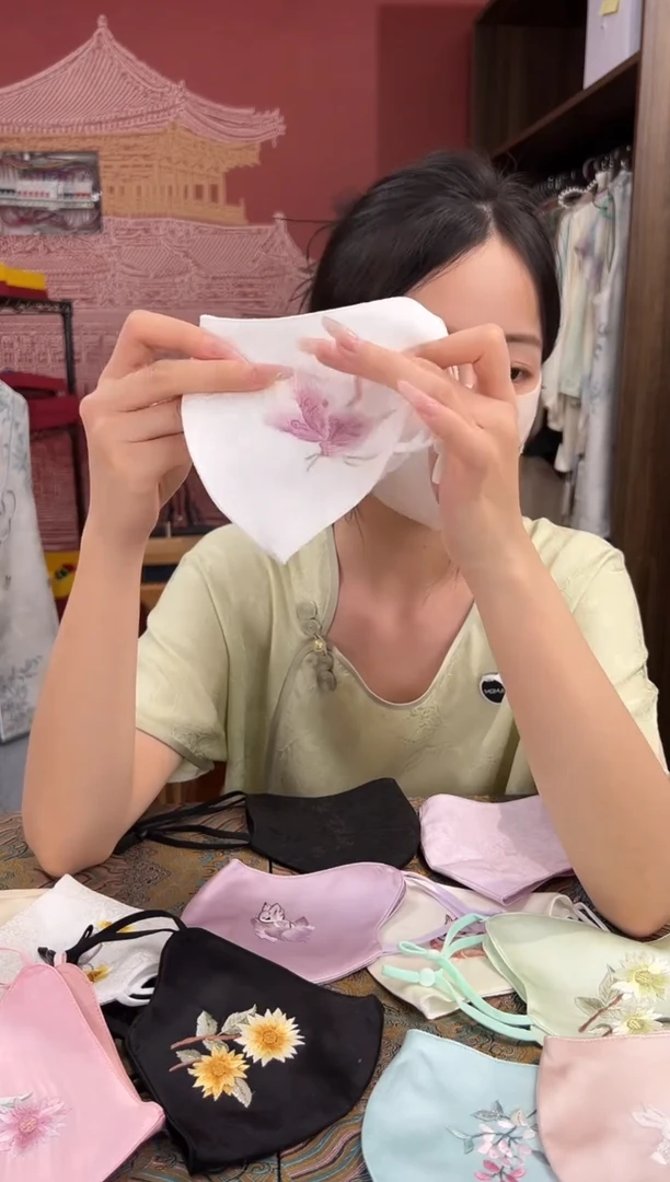 刺绣苏绣手工刺绣100桑蚕丝面罩