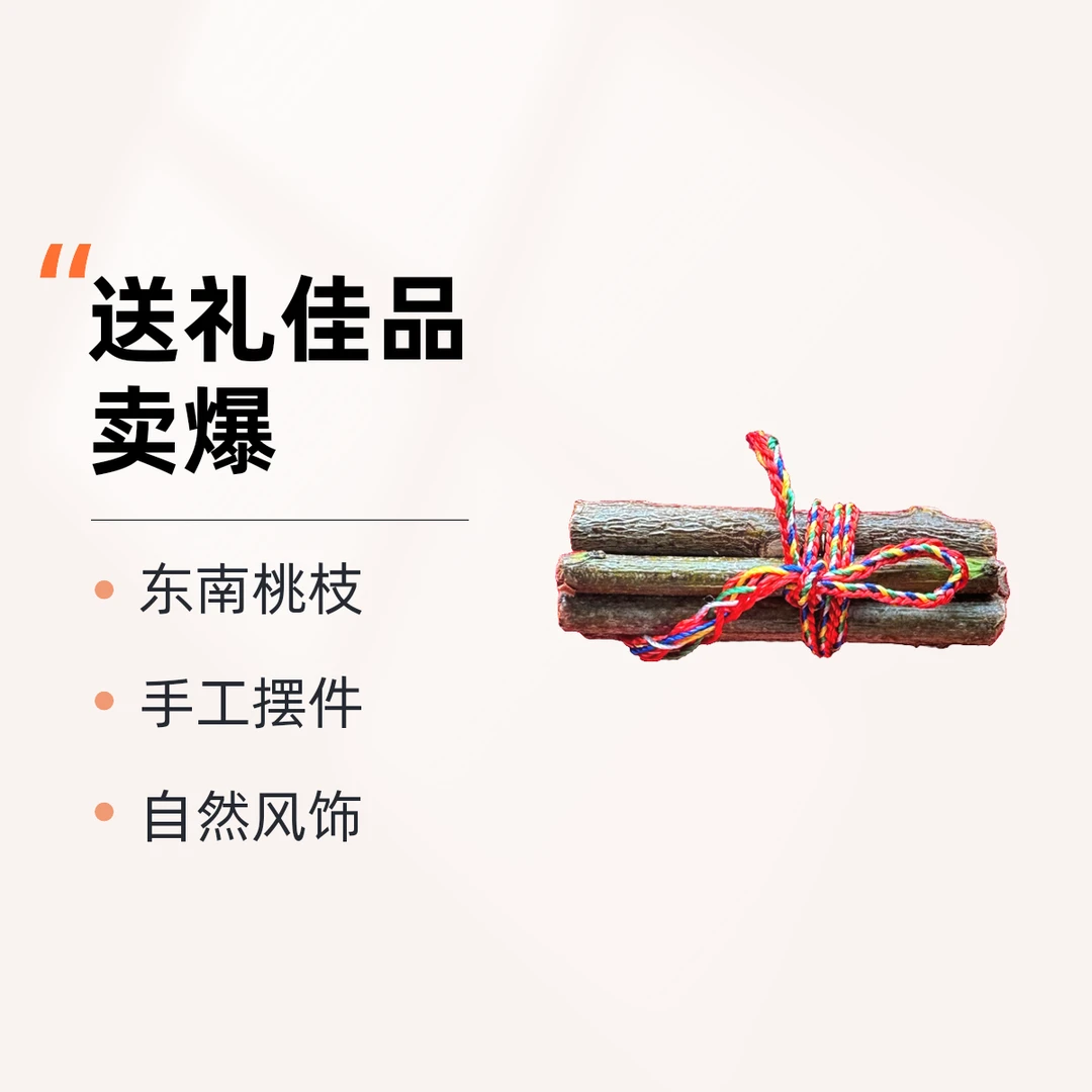 加强版正宗东南桃木枝搭配五色绳床头室内财神器